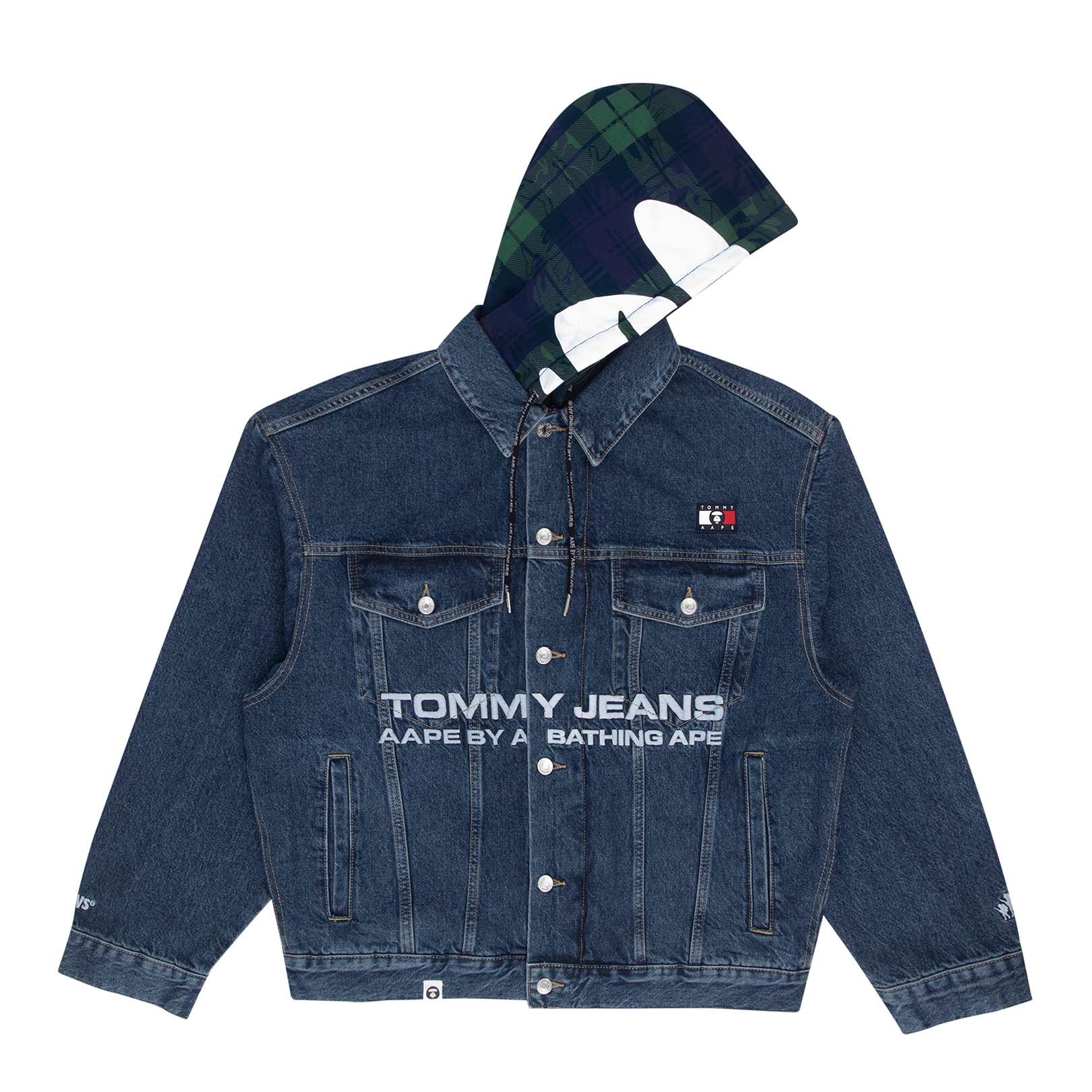 送料無料お得TOMMY X AAPE チェックフード2WAYデニムジャケット ジャケット・アウター